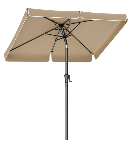 SONGMICS Umbrela de gradina cu manivela, 200x150 cm, UPF 50+, inclinare 30°, structura metalica, maro taupe
