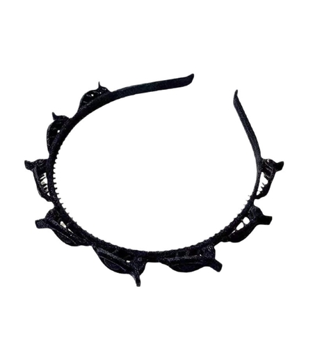 Bentita de Par pentru Femei, Flippy, Agrafa Stil Coreean, Accesoriu pentru Par cu Textura MultiStrat, 13 x 11.5 cm, Negru
