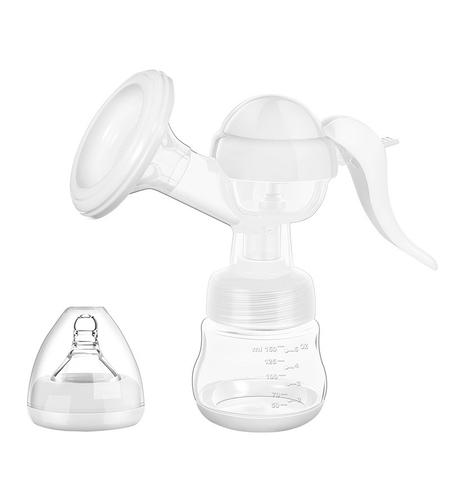 Pompa de San Manuala Multifunctionala, Flippy, Portabila, cu Tetina pentru Biberon, Anti-Scurgere, Anti-Reflux, 17x18 cm, 150 mL, Silicon, Recipient Transparent, Alb