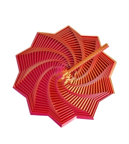 Jucarie Decompresie, Flippy, Model Stea 3D, DuoChrome, Maner Spirala, Turn Magic Geometric, Multiple Forme, Anti-stress, 8.6 cm, Rosu/Auriu