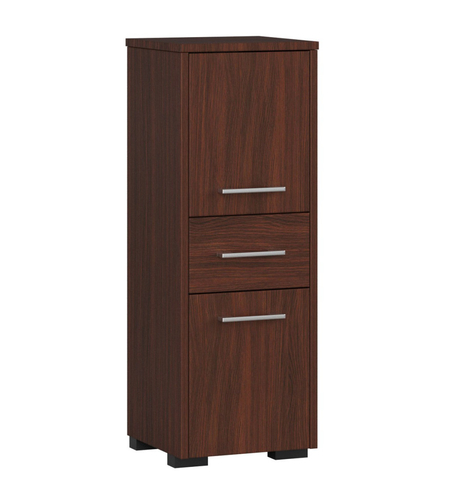 Dulap de baie tip baza, cu 2 usi si sertar, PAL 16 mm, 30x30x85 cm, maro wenge