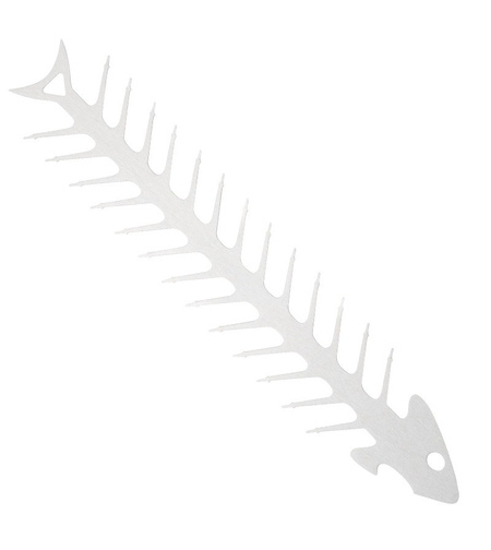 Forma pentru Frigarui, Flippy, Model Oase de Peste, din Otel Inoxidabil, Instrument pentru Gratar, BBQ, cu Deschizator de Sticle, 30x6 cm, Argintie