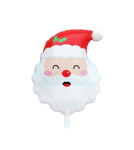 Balon Capul Lui Mos Craciun, Vafy, din Folie de Aluminiu, Tema Craciun, 62 x 45 cm, Alb/Rosu
