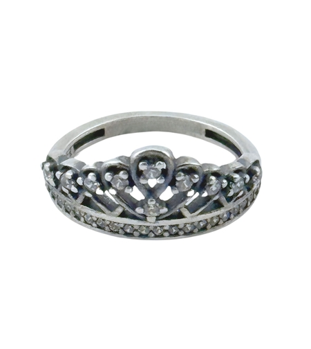Inel din Argint 925, Jolie Silver, pentru Dama, Model Coroana cu Pietre, Marimea 51, Argintiu