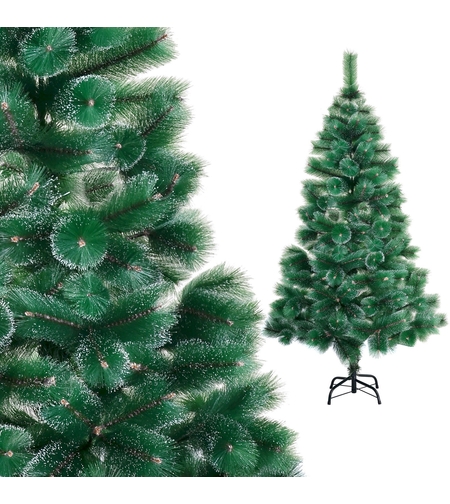 Brad artificial de Craciun tip pin nins, pentru interior/exterior, inaltime 180 cm, Flippy, verde, suport metalic inclus