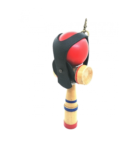 Husa Suport pentru Kendama, Flippy, din Piele Ecologica Rezistenta in Timp, Diametrul 6 cm, Negru