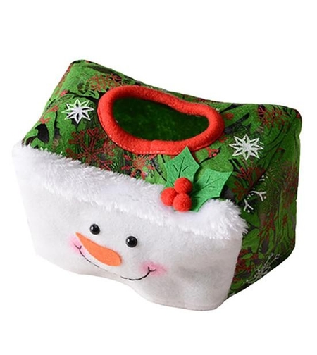 Cutie Decorativa pentru Servetele, Flippy, Model Om de Zapada, Tematica Craciun, 16 x 10 cm, Verde