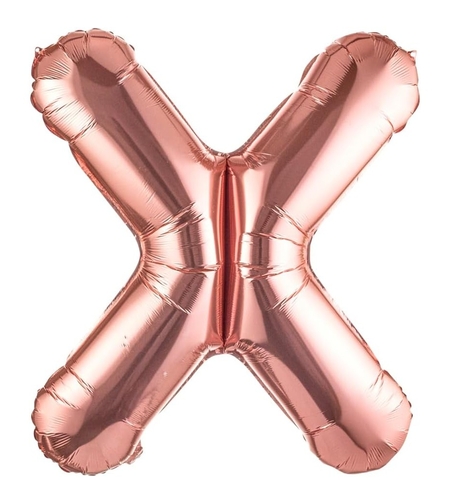 Balon Folie Metalizata Litera X, Flippy, 40 cm, Umflati cu Heliu sau Aer, Ambalaj Individual, Pai inclus, Rose Gold