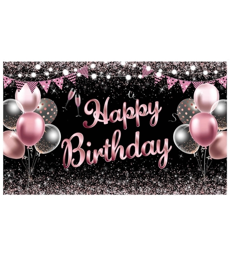 Banner Tip Fundal pentru Poze, Flippy, din Panza, 185 x 110 cm, Sfoara 6 m, Prindere in 4 Colturi, Negru/Roz