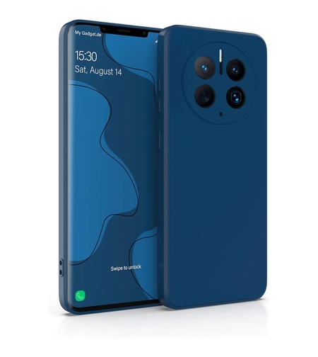 Husa de Protectie, Vafy, pentru Huawei Mate 50 Pro, Liquid Silicone, cu Microfibra pe Interior, Protectie Antisoc, Compatibil Incarcare Wireless, Albastru