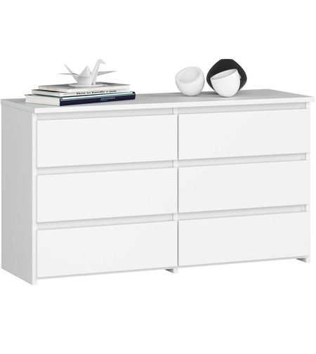 Comoda cu 6 sertare, PAL laminat, 100x35x57 cm, alb mat