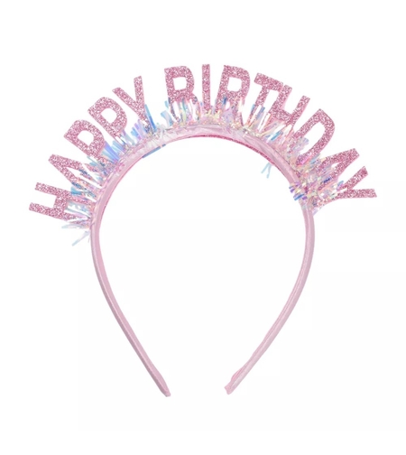 Coronita Decorativa pentru Petreceri, Flippy, Tema Aniversare, Model Happy Birthday, Marime Universala, Rose