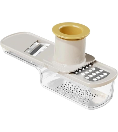 Razatoare Manuala, Vafy, cu Recipient de Stocare, pentru Legume, din Plastic si Otel Inoxidabil, Multifunctionala, Alb