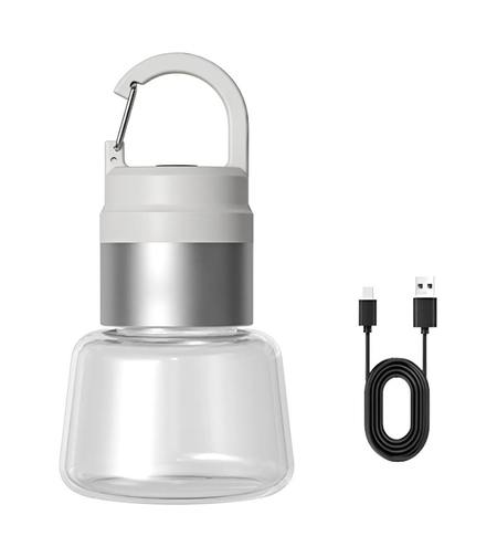 Lampa Portabila, Flippy, de Voiaj/Camping, Incarcare USB, IPX5, LED RGB, din ABS, 300 mAh, 10 x 5.5 x 5.5 cm, Alb