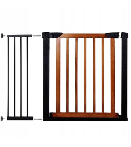 Poarta de siguranta Safety Gate pentru scari, ajustabila 103-110 cm, din otel si lemn, negru maro