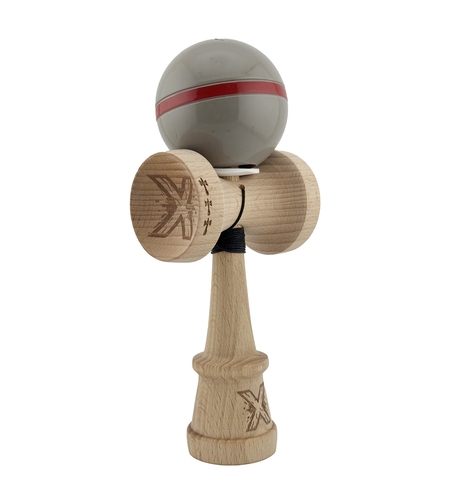 Kendama X Originala Silken, Profesionala, Flippy, Cupe Mari KING SIZE V3, Super Sticky, Gaura in Baza, Rulment Metalic, din lemn 18 cm, Ata 62/65 cm, Ice Gri