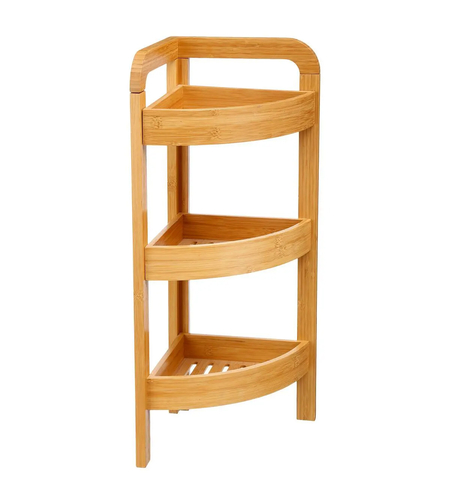 Etajera colt 5Five Bambou cu 3 rafturi, din lemn de bambus, 23x23x61 cm, bej natur