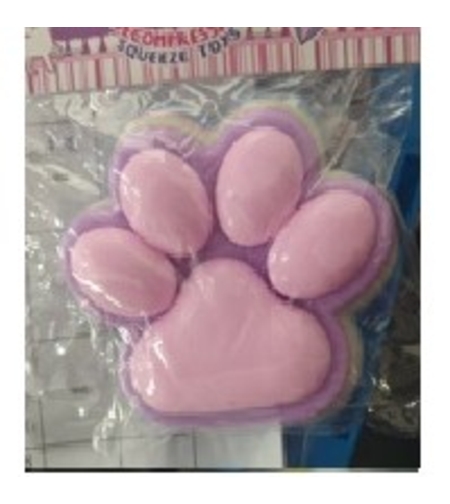 Jucarie Antistres Squishy, Flippy, cu Revenire Lenta, Labuta de Pisica Pufoasa, 8.5 x 7.5 cm, Ambalaj Transparent, Mov Roz