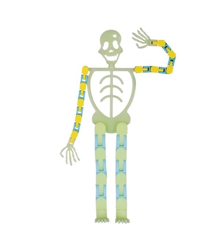 Suport pentru telefon mobil, jucarie de decompresie pentru adulti, tip schelet luminos de Halloween, verde, lungime 17 cm