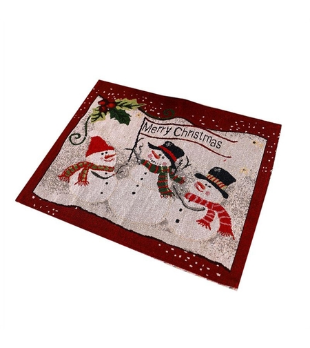 Servet de Masa, Flippy, Model Oameni de Zapada, Scris Merry Christmas, Tematica Craciun, Prosop pentru Masa, 47x33 cm, Bumbac si Fibre Sintetice, Rosu