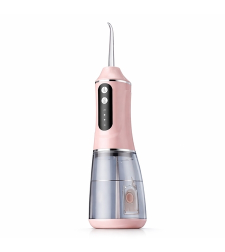 Irigator Bucal Electric, Flippy, Portabil, Dus Bucal pentru Curatare, Indepartare Tartru, 4 Capete, 25 x 8 x 8 cm, Roz