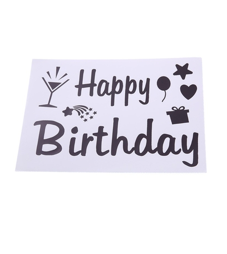 Sticker Autocolant pentru Baloane, Flippy, Tematica Aniversare, Model Happy Birthday, 29x21 cm, Negru