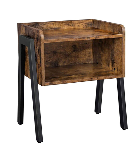 VASAGLE Noptiera cu compartiment de depozitare frontal deschis, MDF, 42x35x52cm, maro rustic