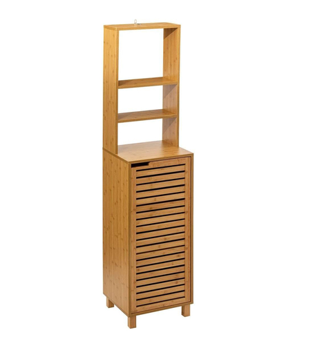 Dulap baie 5Five Sicela cu usa si rafturi, bambus, 38x33x168 cm, natur