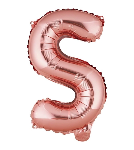 Balon Folie Metalizata Litera S, Flippy, 40 cm, Umflati cu Heliu sau Aer, Ambalaj Individual, Pai inclus, Rose Gold
