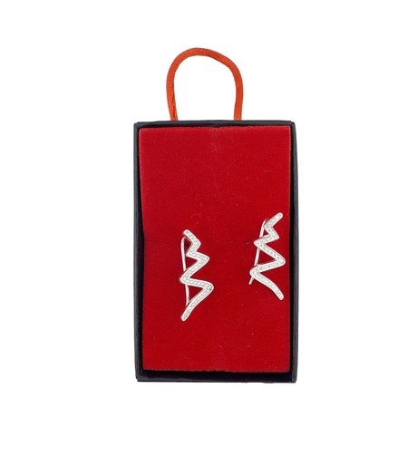 Cercei din Argint 925, Jolie Silver, pentru Dama, Model Sarpe pe Lob cu Pietre, 2.87 g, Design Modern si Elegant, Argintiu