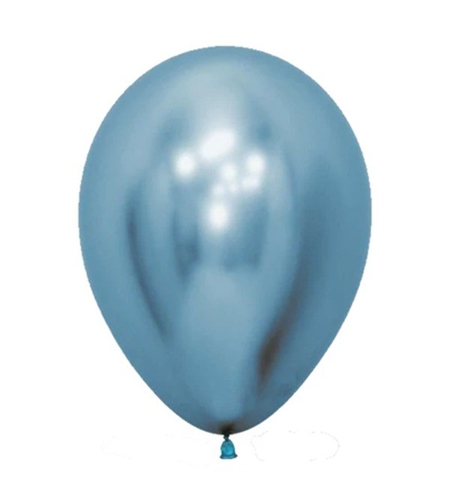 Set 12 Baloane, Flippy, din Latex Chrome, 30 cm, Albastru Deschis