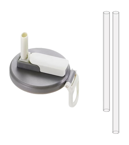 Capac Anti Varsare pentru Doze, Vafy, Model cu Pai Transparent, Reutilizabil, din Plastic, cu Maner Transportabil, 5.4 cm, Gri