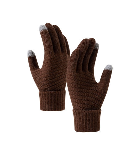Manusi de Dama, Flippy, Functie Touchscreen (ecran tactil), Material Acril Tricotat, Manseta Elastica, Interior Catifelat, Marime Universala, Maro