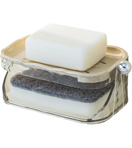 Savoniera Dubla, Flippy, 2 Straturi, Instalare fara Perforare, Agatatoare Burete, 13.5 x 8.5 x 6 cm, Bej
