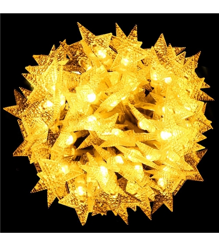 (DL) Instalatie stelute luminoase pentru gradina, 5 metri, 50 LED-uri, cu baterii, galben