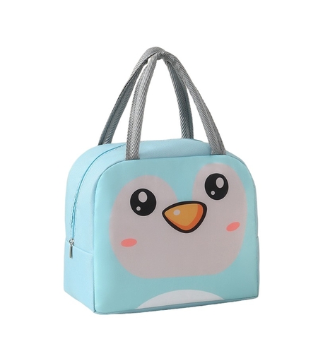 Geantă Frigorifică, Flippy, cu Desene Animat, Portabilă pentru Copii, de Prânz, din Pânză Oxford, 22x14x19 cm, Model Pinguin, Albastru