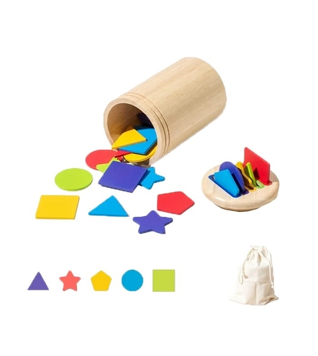 Jucarie Educativa Montessori din Lemn, 28 Piese, Flippy, Sortator cu Forme Geometrice, Joc de Motricitate Fina pentru Copii, Varsta 2+ ani, Saculet Depozitare, 11.3 x 7 cm, Multicolor