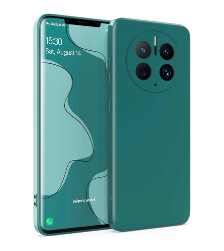 Husa de Protectie, Vafy, pentru Huawei Mate 50 Pro, Liquid Silicone, cu Microfibra pe Interior, Protectie Antisoc, Compatibil Incarcare Wireless, Verde