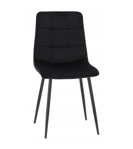 Scaun living tapitat cu catifea, spatar matlasat, 44x54x89 cm, negru