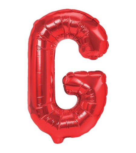 Balon Folie Metalizata Litera G, Flippy, 40 cm, Umflati cu Heliu sau Aer, Ambalaj Individual, Pai inclus, Rosu