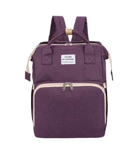 Rucsac Multifunctional pentru Mamici, Flippy, cu Patut Pliabil si Baza de Schimbat, Rezistent la Apa, Capacitate Mare, Usor, Compartimente Multiple, Buzunar Termic pentru Lapte, 42 x 32 x 22 cm, Mov