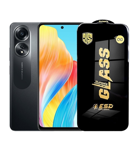 Folie de Protectie pentru Oppo A58, Vafy, Sticla Securizata ESD, Margini Negre, Rezistenta la Zgirieturi, Antistatica, 0.35 mm, Transparenta
