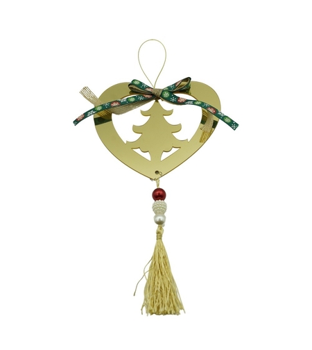 Ornament brad, Flippy, Inima, Auriu, Lucios, 15*26CM, Acril, Interior/ Exterior