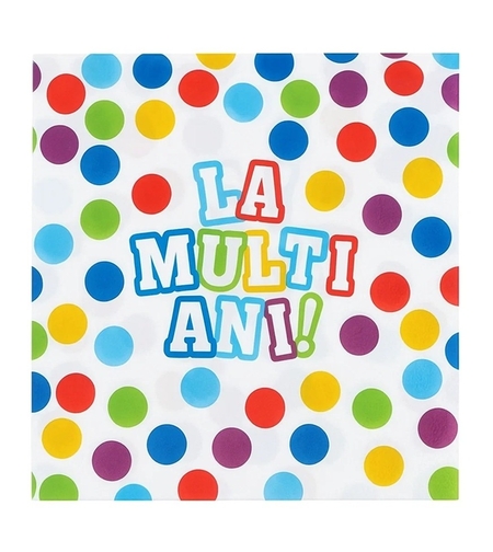Set 20 Servetele de Masa, Vafy, Colectia LA MULTI ANI, 33 x 33 cm, din Hartie, Multicolor