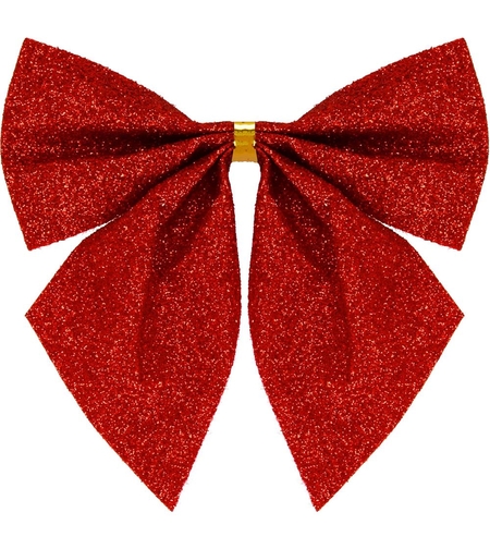 Set 3 ornamente pentru bradul de Craciun, fundita, 11cm, rosu