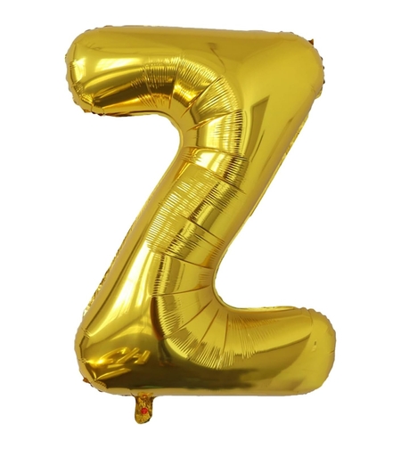 Balon Folie Metalizata Litera Z, Flippy, 80 cm, Umflati cu Heliu sau Aer, Ambalaj Individual, Pai inclus, Auriu
