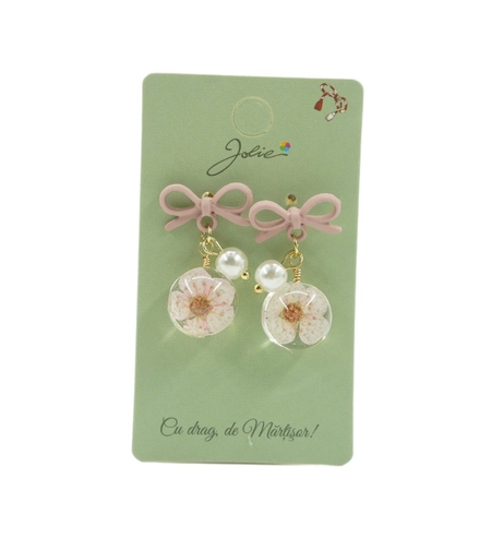 Cercei Dama de Primavara, Jolie, Model Floare in Glob, Eleganti si Moderni, 3 x 1 cm per unitate, Roz