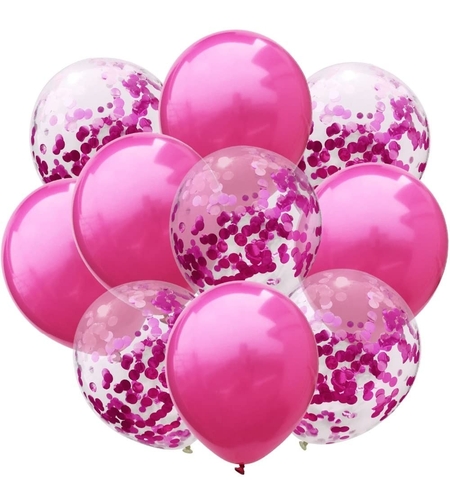 Set 10 Baloane din Latex, Flippy, Model Party Confetti, 5 x Confetti, 5 x Roz, 25 cm, 2.2g
