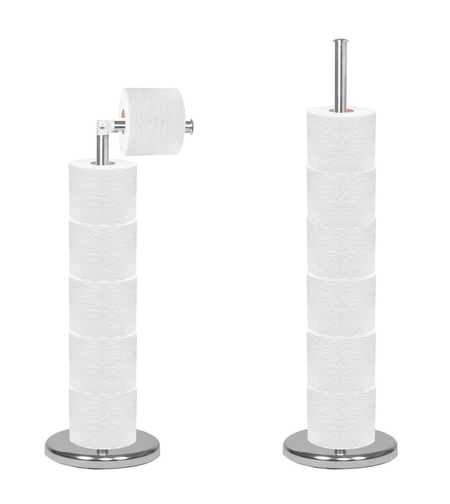 Suport hartie igienica 2 in 1 cu tija mobila, 68.5cm, argintiu