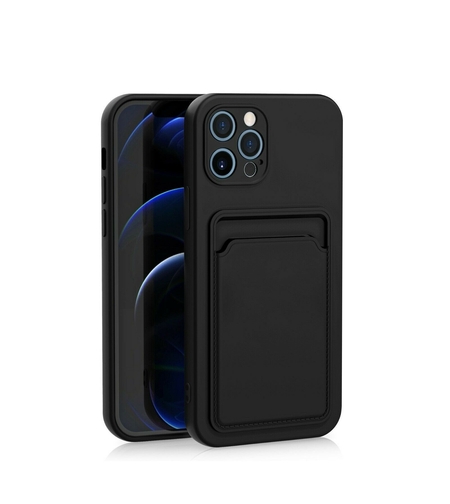 Husa protectie Vafy cu suport card compatibila cu Apple iPhone 13 Pro Max Negru